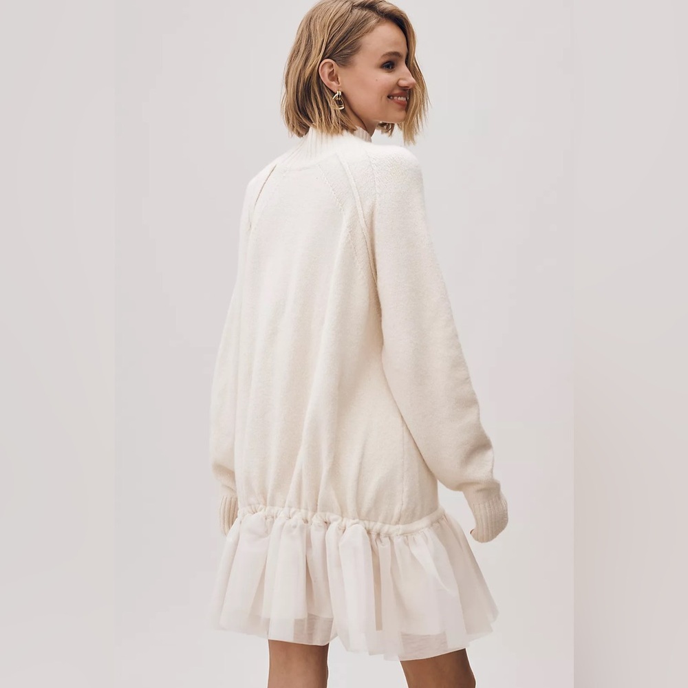 NWT Size MP -Anthro Long-Sleeve Turtleneck Tulle Twofer Mini Dress (NWT US$ 228) - Picture 2 of 16